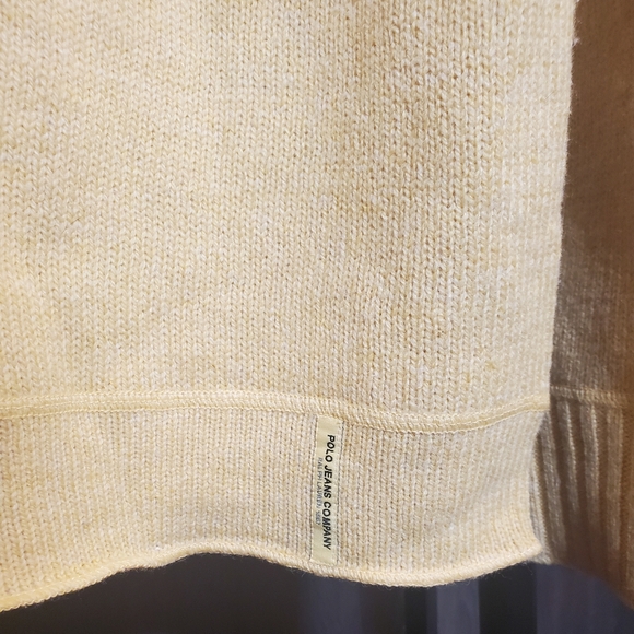 Ralph Lauren V Neck Sweater Polo Jeans Pullover 100% Wool Size Medium Yellow - Picture 2 of 5